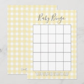 Yellow Gingham Baby shower Bingo Kaarten (Voorkant / Achterkant)