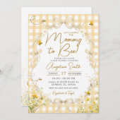 Yellow Gingham Bee Baby Shower Invitation (Devant / Derrière)
