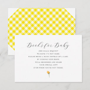 Yellow Gingham Boeken voor Baby shower RSVP Kaartje