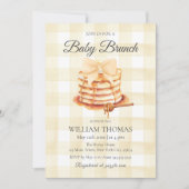 Yellow Gingham Bow Baby Brunch Pannenkoek Baby sho Kaart (Voorkant)