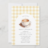 Yellow Gingham | Coffee Baby shower Brunch Kaart (Voorkant)