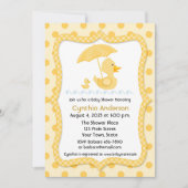 Yellow Gingham Duck met paraplu, Baby shower Kaart (Voorkant)
