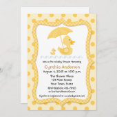 Yellow Gingham Duck met paraplu, Baby shower Kaart (Voorkant / Achterkant)