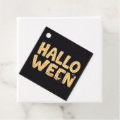 Yellow Gingham Halloween Cat Bedankjes Labels (In situ)