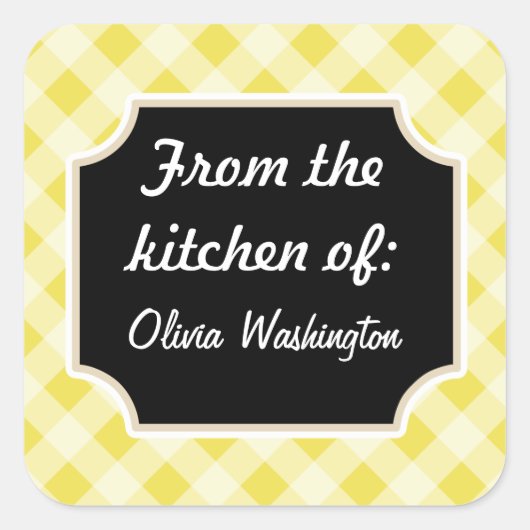Yellow Gingham Keuken Stickers (Voorkant)