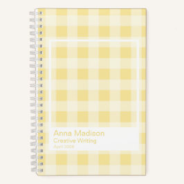 Yellow Gingham Plaid Transparent Frame Notebook Notitieboek
