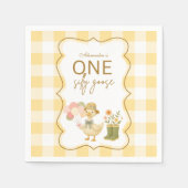  Yellow Gingham Silly Goose 1st Birthday Servet (Voorkant)