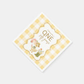  Yellow Gingham Silly Goose 1st Birthday Servet (Hoek)