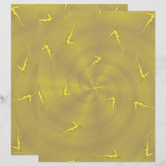 Yellow Ginseng Man Scrapbook Paper 2-Sided Page (Devant / Derrière)