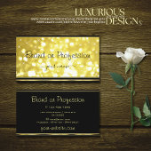 Yellow Gold Glitter Stars Golden Border on Black Visitekaartje