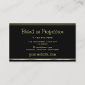 Yellow Gold Glitter Stars Golden Border on Black Visitekaartje (Achterkant)