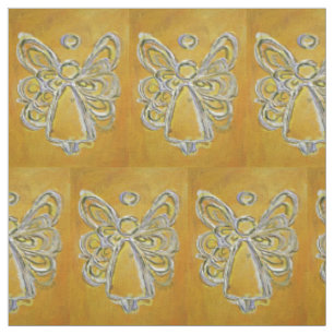 Yellow Gold Guardian Angel Art Fabric Materiaal Stof