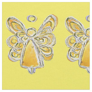 Yellow Gold Guardian Angel Art Fabric Materiaal Stof