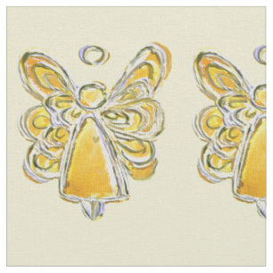 Yellow Gold Guardian Angel Art Fabric Materiaal Stof