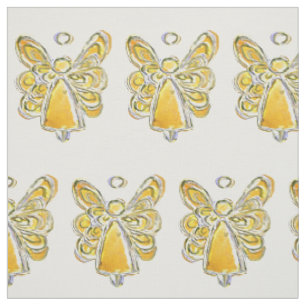 Yellow Gold Guardian Angel Art Fabric Materiaal Stof