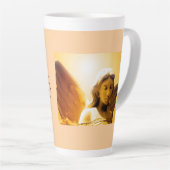 Yellow Gold Orange Angel Serenity Prayer Latte Mug Latte Mok (Rechterhoek)