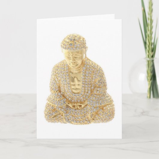 Yellow Gold Rhinestone Budda Birthday Note Kaart (Voorkant)