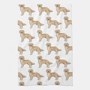 Yellow Golden Retriever Cute Cartoon Dog Patroon Theedoek