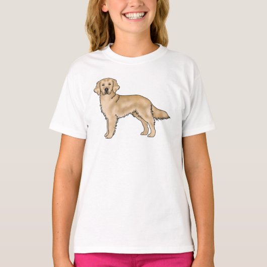 Yellow Golden Retriever Schattigee Cartoon Dog Art T-shirt (Voorkant)