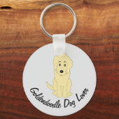 Yellow Goldendoodle Design Any Colour Background Sleutelhanger (Voorkant)