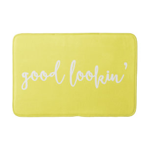Yellow Good Lookin' Calligraphy Script Bath Mat