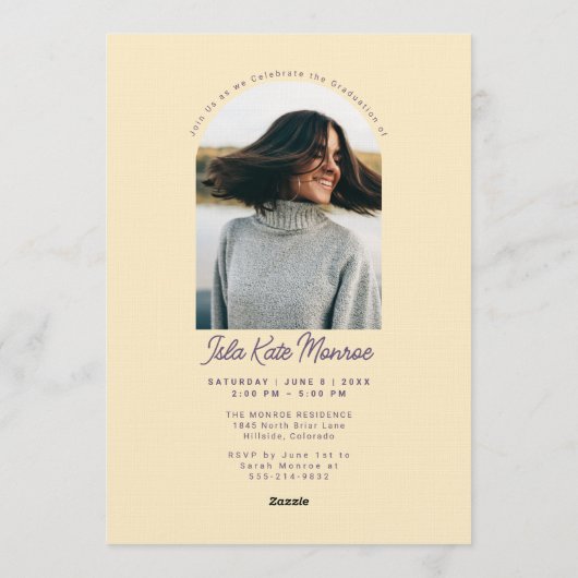 Yellow Grad Announcement and Invitation with Photo (Dos)