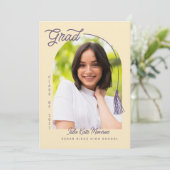 Yellow Grad Announcement and Invitation with Photo (Debout devant)