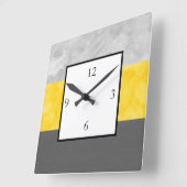 Yellow Gray Block Stripes Vierkante Klok (Hoek)