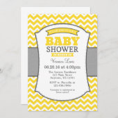 Yellow Gray Chevron Baby shower uitnodiging (Voorkant / Achterkant)
