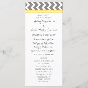 Yellow Gray Chevron Wedding Programme Programma