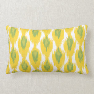 Yellow Green Abstract Tribal Ikat Diamond Pattern Kussen
