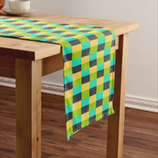 Yellow, Green, Blue, Black Color Combination Korte Tafelloper