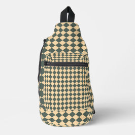 Yellow Green Checker Diamond Pattern Sling Bag