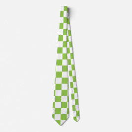 Yellow Green Checkerboard Patroon Stropdas