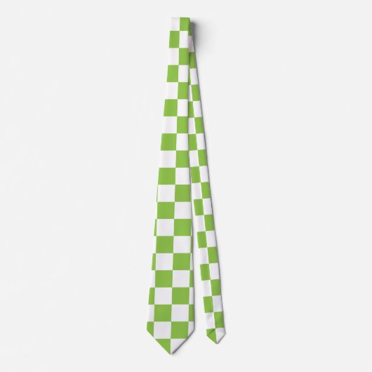 Yellow Green Checkerboard Patroon Stropdas (Voorkant)