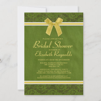 Yellow Green Country Lace Bridal Shower Invitation Kaart