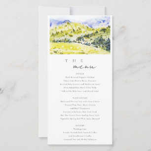 Yellow Green Countryside Hills Wedding Menu Card