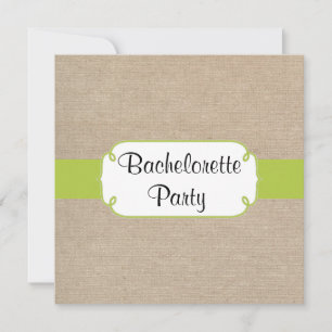 Yellow Green en Beige Burlap Bachelorette Party Kaart