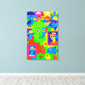 Yellow Green Fish Face Canvas Afdruk (Insitu (Houten vloer))