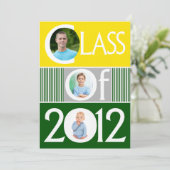 Yellow Green Multi Photo Afstuderen Invitation Kaart (Staand voorkant)