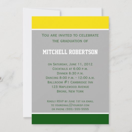Yellow Green Multi Photo Afstuderen Invitation Kaart (Achterkant)