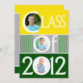 Yellow Green Multi Photo Afstuderen Invitation Kaart (Voorkant / Achterkant)