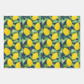 Yellow Green Navy Blue Lemon Pattern Inpakpapier Vel (Voorkant)
