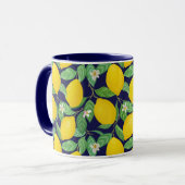 Yellow Green Navy Blue Lemon Pattern Mok (Voorkant links)