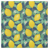 Yellow Green Navy Blue Lemon Pattern Stof (Swatch)