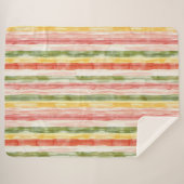 Yellow Green Pink Orange Stripes  Sherpa Deken (Voorkant (horizontaal))