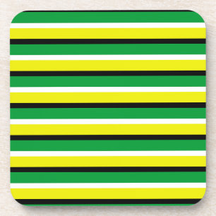 Yellow Green Stripes Pattern Bier Onderzetter