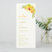 Yellow Green Summer Floral Vibrant Bloom Wedding Programma (Staand voorkant)