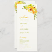 Yellow Green Summer Floral Vibrant Bloom Wedding Programma (Voorkant / Achterkant)