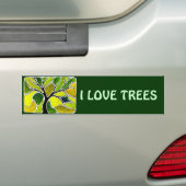 Yellow Green Tree Art Card Bumpersticker (Op auto)